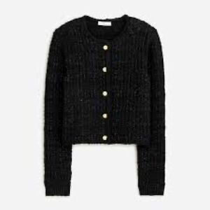 J. Crew Women’s Black Tweed Button-Front Lady Jacket Size Large